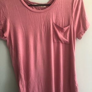 Pink plain tee shirt with pocket